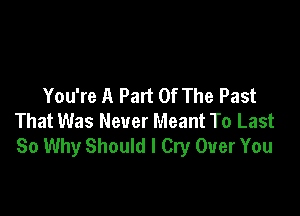 You're A Part Of The Past

That Was Never Meant To Last
So Why Should I Cry Over You