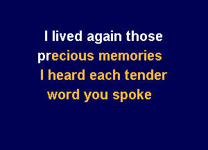 I lived again those
precious memories

I heard each tender
word you spoke