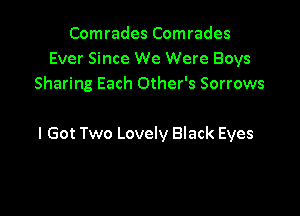 Comrades Comrades
Ever Since We Were Boys
Sharing Each Other's Sorrows

I Got Two Lovely Black Eyes