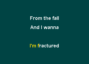 From the fall

And I wanna

I'm fractured