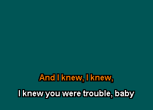 And I knew. I knew,

lknew you were trouble, baby