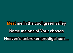 Meet me in the cool green valley

Name me one onour chosen

Heaven's unbroken prodigal son....