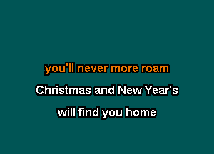 you'll never more roam

Christmas and New Year's

will fund you home
