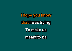 lhope you know

that l was trying
To make us

meant to be