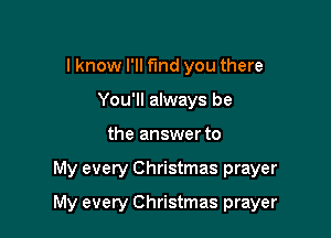 l know I'll find you there
You'll always be

the answer to

My every Christmas prayer

My every Christmas prayer