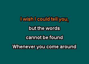 I wish I could tell you,

but the words
cannot be found

Whenever you come around