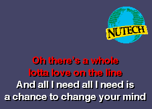 And all I need all I need is
a chance to change your mind