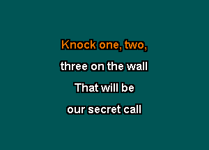 Knock one two,

three on the wall
That will be

our secret call