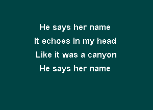 He says her name
It echoes in my head

Like it was a canyon

He says her name