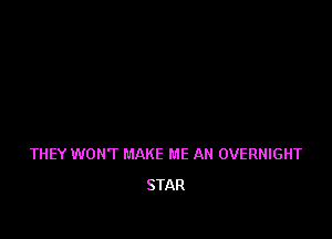 THEY WON'T MAKE ME AN OVERNIGHT
STAR