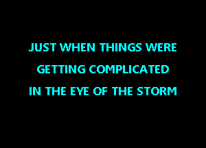 JUST WHEN THINGS WERE
GETTING COMPLICATED
IN THE EYE OF THE STORM