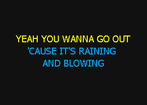 YEAH YOU WANNA GO OUT
'CAUSE IT'S RAINING

AND BLOWING