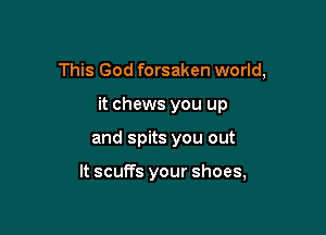This God forsaken world,

it chews you up
and spits you out

It scuffs your shoes,