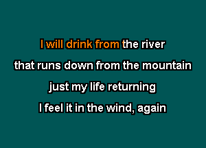 I will drink from the river
that runs down from the mountain

just my life returning

I feel it in the wind, again