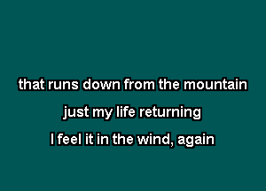 that runs down from the mountain

just my life returning

I feel it in the wind, again