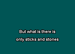 down in the valley

But what is there is

only sticks and stones