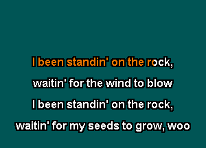 I been standin' on the rock,
waitin' for the wind to blow

I been standin' on the rock,

waitin' for my seeds to grow, woo