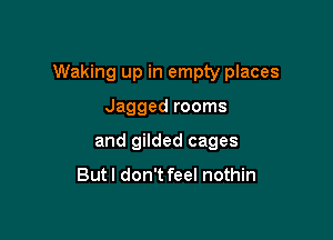 Waking up in empty places

Jagged rooms
and gilded cages
Butl don't feel nothin