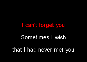 I can't forget you

Sometimes I wish

that I had never met you