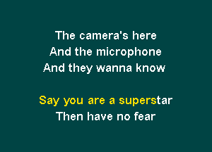 The camera's here
And the microphone
And they wanna know

Say you are a superstar
Then have no fear
