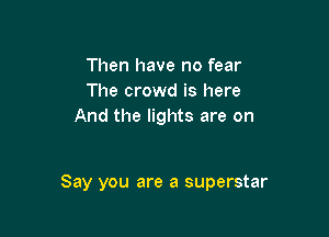 Then have no fear
The crowd is here
And the lights are on

Say you are a superstar