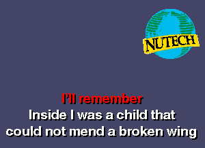 Inside I was a child that
could not mend a broken wing