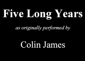 Five Jmeg Years
mnmmmw

Colin Jamw