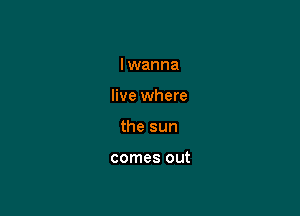 lwanna

live where

the sun

comes out