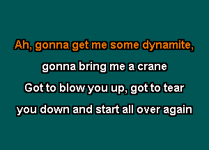 Ah, gonna get me some dynamite,
gonna bring me a crane
Got to blow you up, got to tear

you down and start all over again