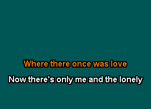 Where there once was love

Now there's only me and the lonely