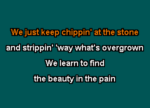 We just keep chippin' at the stone
and strippin' 'way what's overgrown

We learn to fund

the beauty in the pain