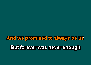 And we promised to always be us

But forever was never enough