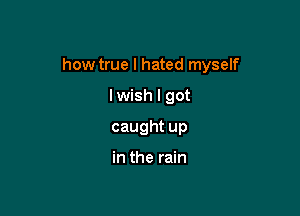 how true I hated myself

lwish I got
caughtup

in the rain