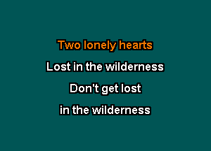 Two lonely hearts

Lost in the wilderness
Don't get lost

in the wilderness