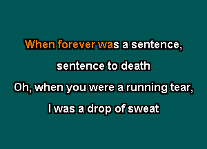 When forever was a sentence,

sentence to death

Oh, when you were a running tear,

l was a drop of sweat