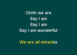 Ohhh we are
Say I am
Say I am

Say I am wonderful

We are all miracles