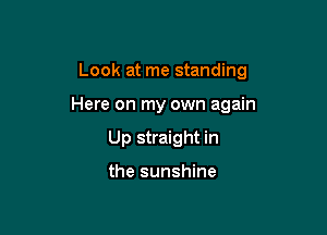 Look at me standing

Here on my own again

Up straight in

the sunshine