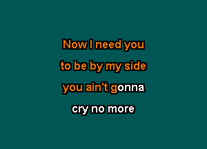 Nowl need you

to be by my side
you ain't gonna

cry no more