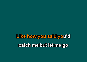 Like how you said you'd

catch me but let me go