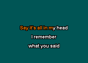 Say it's all in my head

I remember

what you said