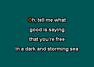 0h, tell me what
good is saying

that you're free

In a dark and storming sea