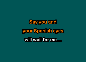 Say you and

your Spanish eyes

will wait for me....