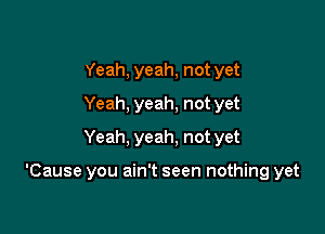 Yeah, yeah, not yet
Yeah, yeah, not yet
Yeah, yeah, not yet

'Cause you ain't seen nothing yet