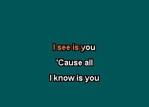 I see is you

'Cause all

I know is you