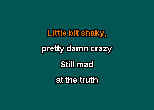 Little bit shaky,

pretty damn crazy

Still mad
at the truth