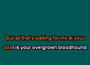 But all that's waiting for me at your

door is your overgrown bloodhound