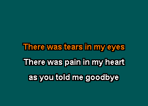 There was tears in my eyes

There was pain in my heart

as you told me goodbye