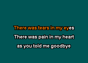 There was tears in my eyes

There was pain in my heart

as you told me goodbye