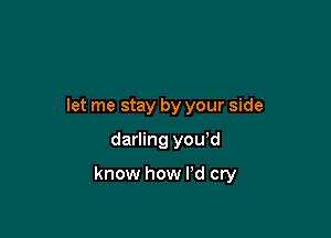 let me stay by your side

darling you'd

know how I'd cry