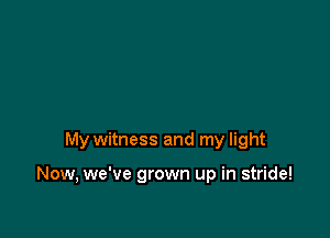 My witness and my light

Now, we've grown up in stride!